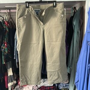 Olive/sage green colored capri pants, size 14